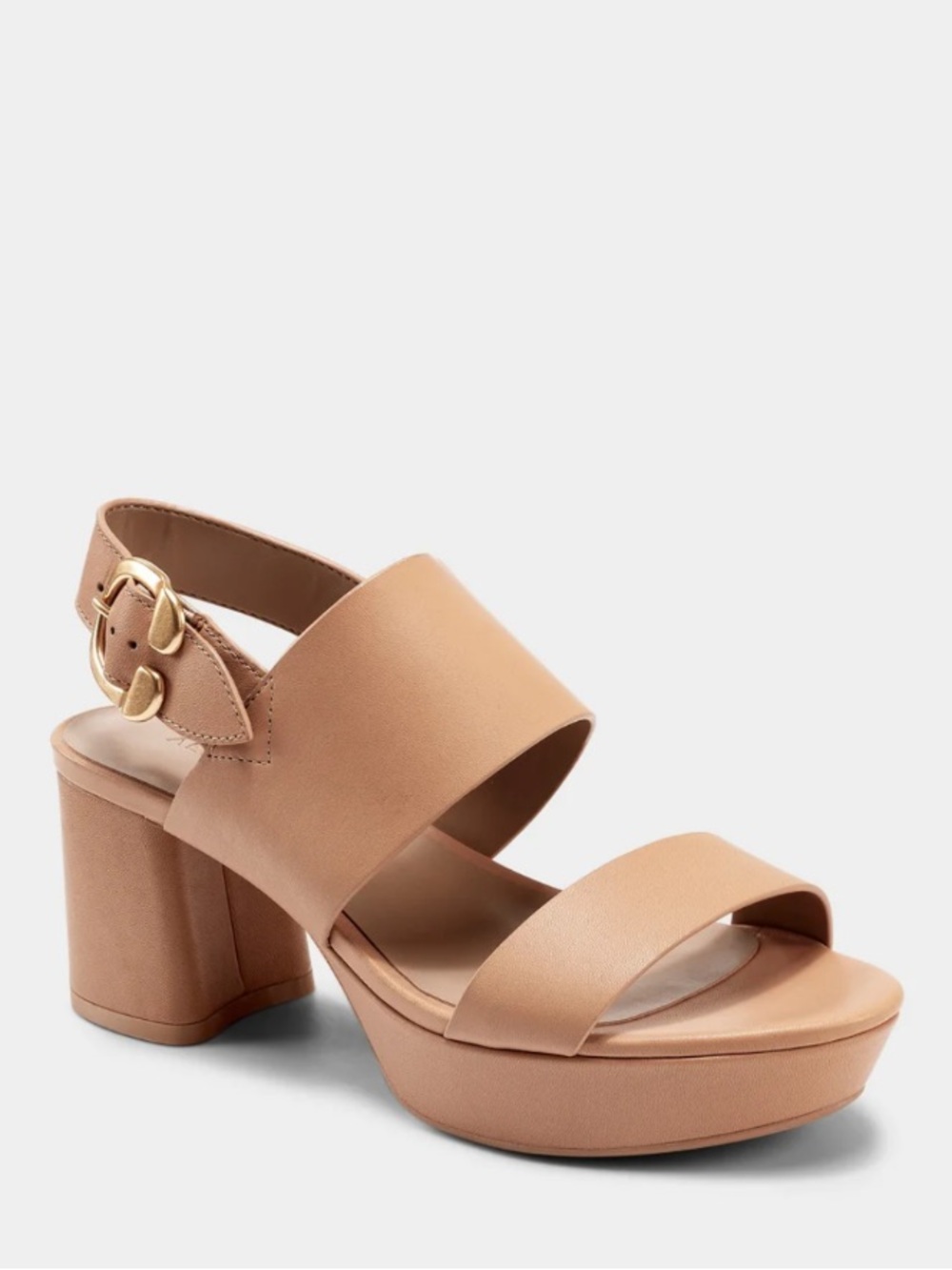 Aerosoles Camera Platform Sandal in Nude Leather 8 WIDE
